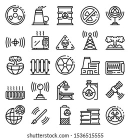 Radiation icons set. Outline set of radiation vector icons for web design isolated on white background