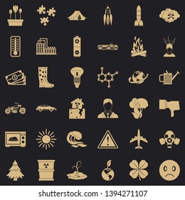 Radiation icons set. Simple style of 36 radiation vector icons for web for any design