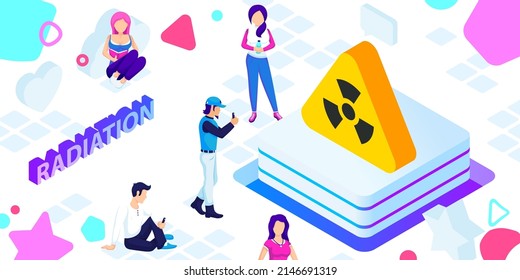 Radiation isometric design icon. Vector web illustration. 3d colorful concept