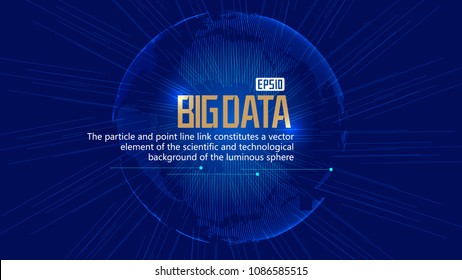Radiation line, point line and map world map, world network technology big data, globalization, internationalization, science and technology concept.