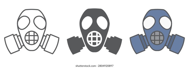 Radiation mask line icon, defense and respirator, gas mask sign, vector graphics, a linear pattern on a white background, eps 10.