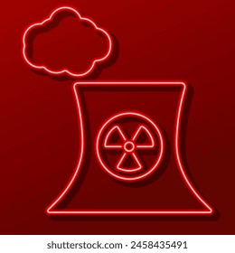 radiation neon sign, modern glowing banner design, colorful modern design trend on black background. Vector illustration.