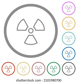 Radiation outline flat color icons in round outlines on white background