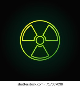 Radiation outline green icon - vector nuclear power sign or logo element on dark background 