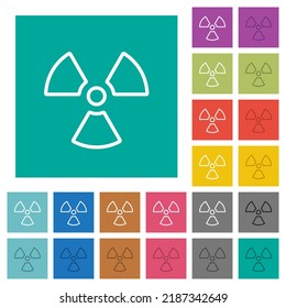 Radiation outline multi colored flat icons on plain square backgrounds. Included white and darker icon variations for hover or active effects.