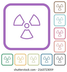 Radiation outline simple icons in color rounded square frames on white background