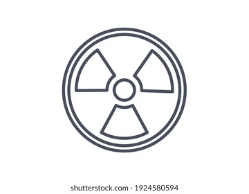 Radiation or radioactive material hazard or warning icon, black on white line drawn vector illustration for nuclear energy, laboratory physics or industry isolated on white background