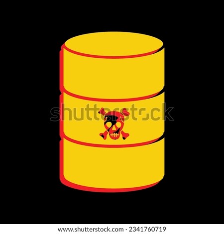 Radiation Round Sign. 3D Extruded Yellow Icon with Red Sides a Black background. Illustration.