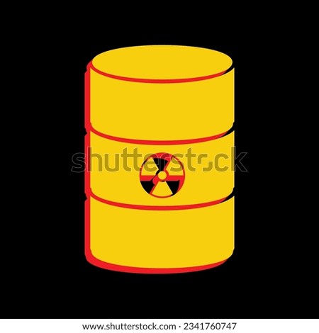 Radiation Round Sign. 3D Extruded Yellow Icon with Red Sides a Black background. Illustration.