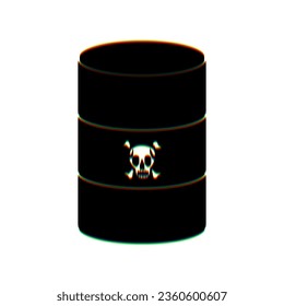 Radiation Round Sign. Black Icon with vertical effect of color edge aberration at white background. Illustration.