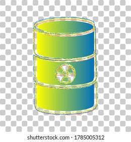 Radiation Round Sign. Blue to green gradient Icon with Four Roughen Contours on stylish transparent Background. Illustration.