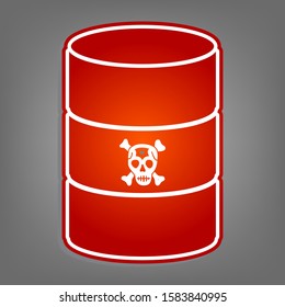 Radiation Round Sign. Flat red icon with linear white icon with gray shadow at grayish background. Illustration.