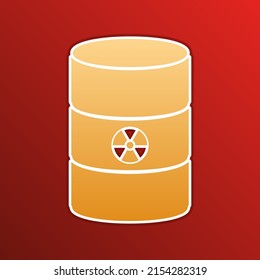Radiation Round Sign. Golden gradient Icon with contours on redish Background. Illustration.
