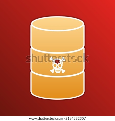 Radiation Round Sign. Golden gradient Icon with contours on redish Background. Illustration.