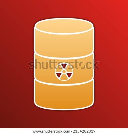 Radiation Round Sign. Golden gradient Icon with contours on redish Background. Illustration.
