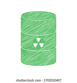 Radiation Round Sign. Green scribble Icon with solid contour on white background. Illustration.