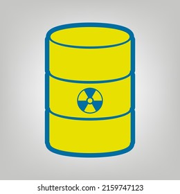 Radiation Round Sign. Icon in colors of Ukraine flag (yellow, blue) at gray Background. Illustration.