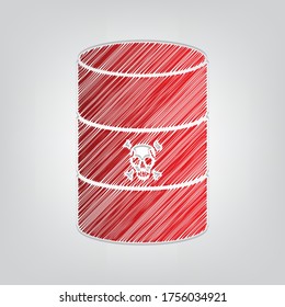 Radiation Round Sign. Red gradient scribble Icon with artistic contour gray String on light gray Background. Illustration.
