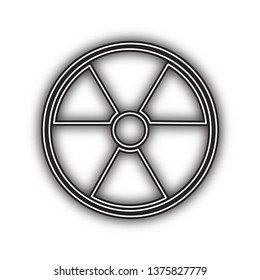 Radiation Round sign. Vector. Double contour black icon with soft shadow at white background. Isolated.