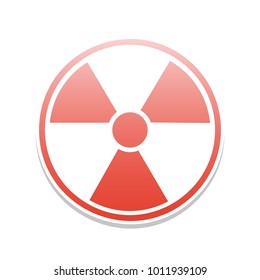 Radiation Round sign. Vector. Reddish icon with white and gray shadow on white background. Isolated.