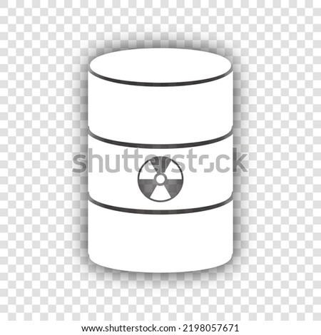 Radiation Round Sign. White Icon with dropped natural gray Shadow at transparent Background. Illustration.