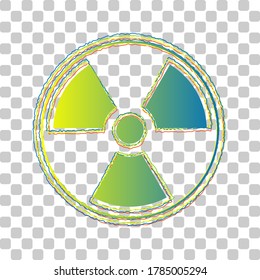 Radiation sign. Blue to green gradient Icon with Four Roughen Contours on stylish transparent Background. Illustration.