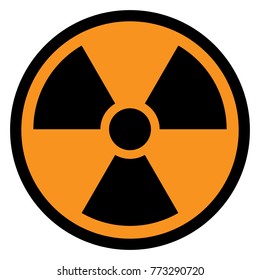RADIATION sign in circle with yellow background. Vector icon.