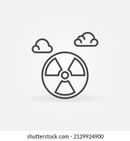 Radiation Sign with Clouds vector concept icon or sign in outline style