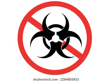 radiation sign in a crossed out red circle prohibited