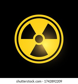 Signo de radiación. Signo amarillo de círculo de advertencia de peligro. Vector de acciones