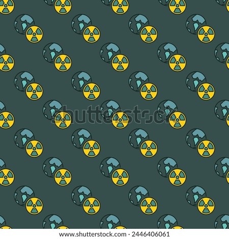 Radiation Sign with Earth Globe vector concept colored seamless pattern