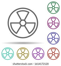 Radiation, sign, energy in multi color style icon. Simple thin line, outline vector of bioengineering icons for ui and ux, website or mobile application