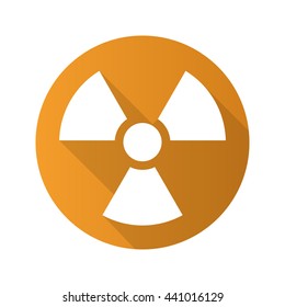 Radiation sign flat design long shadow icon. Radioactive danger symbol. Nuclear energy. Vector silhouette symbol