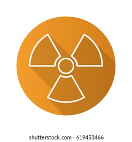 Radiation sign flat linear long shadow icon. Radioactive danger symbol. Nuclear energy. Vector line symbol