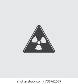 Radiation sign icon in a flat design in black color. Vector illustration eps10