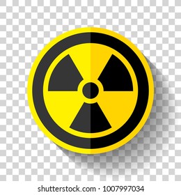 Radiation sign icon in flat style on transparent background, toxic emblem, vector design illustration for you project