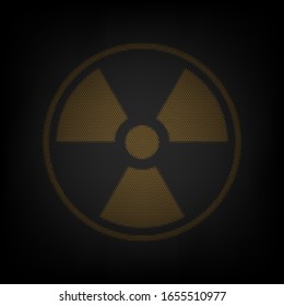 Radiation sign. Icon as grid of small orange light bulb in darkness. Illustration.