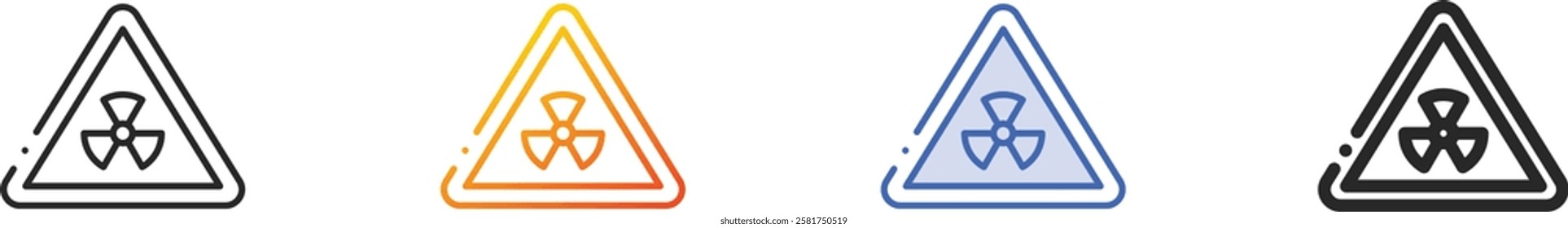 radiation sign icon.Thin Linear, Gradient, Blue Stroke and bold Style Design Isolated On White Background