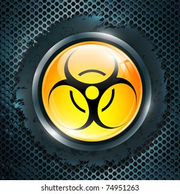 radiation sign at metal grid