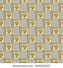 Radiation sign on Documents vector concept colored seamless pattern