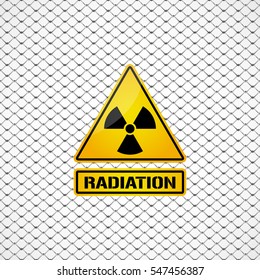Radiation sign on grid, radioactive icon, vector illustration
