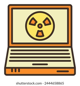 Radiation sign on Laptop Computer Screen vector concept colored icon or logo element