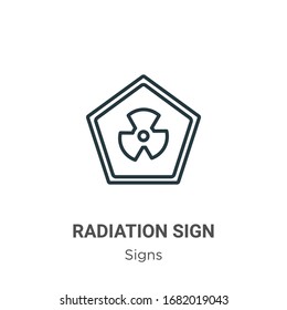 Icono vectorial de contorno de signo de radiación. Icono de signo de radiación negra en línea delgada, ilustración de elemento simple vector plano de signos editables concepto de trazo aislado en fondo blanco