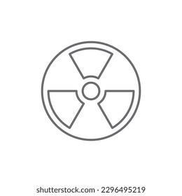 Radiationszeichen-bezogenes Vektorlinesymbol. Nuklearenergie-Symbol. Atomkraft. Radioaktive Gefahr. Vektorgrafik, einzelne auf weißem Hintergrund. Bearbeitbarer Hub