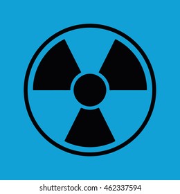 Radiation sign vector icon. Blue background