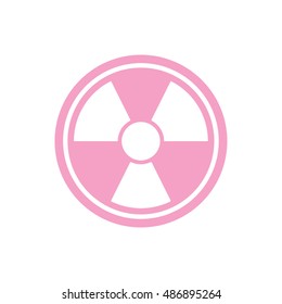 Radiation sign vector icon. Pink circle. Pink button