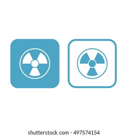 Radiation sign vector icon. White and blue