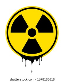 Radiation sign. Warning symbol. Grunge effect. Radioactive vector flat icon