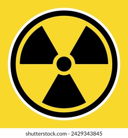Signo de radiación, amarillo. Un gran signo reconocible que indica radiactividad.
