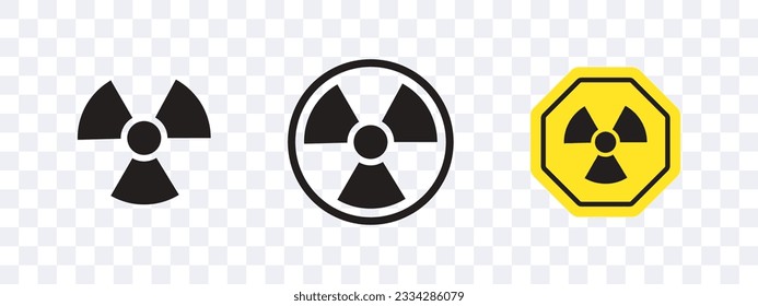 Radiation signs. Warning sign. Caution signs on transparent background. Vector scalable graphics
